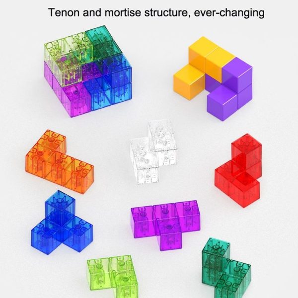 YJ8392 Puzzle Early Education Magnetic Building Block Magic Cube (Transparent) - Image 5