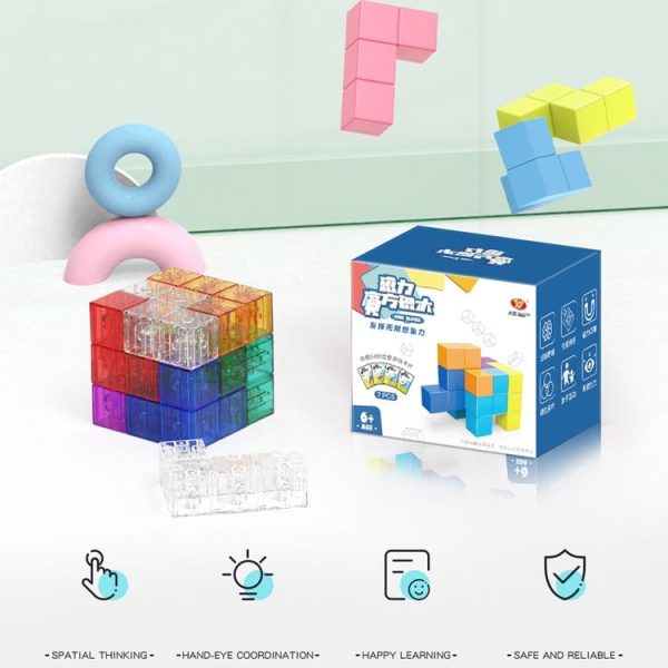 YJ8392 Puzzle Early Education Magnetic Building Block Magic Cube (Transparent) - Image 6