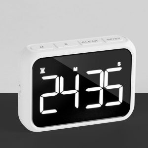 Rechargeable Large Screen LCD Electronic Timing Reminder Alarm Clock Kitchen Baking Timer (White)