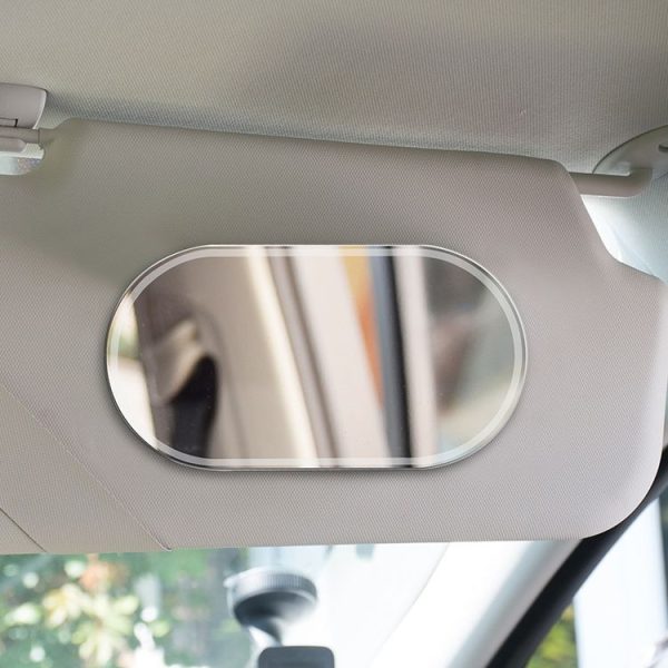 Sun Visor High-Definition Mirror Stainless Steel Makeup Mirror Oval Large - Image 4