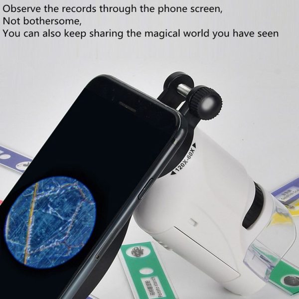 Children Handheld Portable Laboratory Equipment Microscope Toys, Colour: Lite + Bracket (Blue) - Image 3