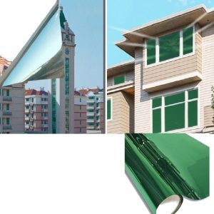 Sunscreen Shading Film One-way Perspective Anti-peeping Glass Sticker, Specification: 60x100cm (Green Silver Single Permeable)