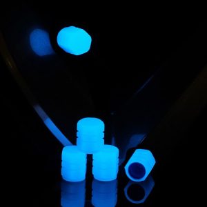 4pcs / Set Luminous Tire Valve Cap Electric Motorcycle Vacuum Tire Valve Cover, Style: Split Effect (Blue)