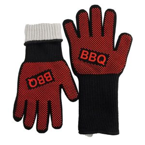 1 Pair High Temperature Resistant Silicone BBQ Gloves Anti-Scalding Gloves (BBQ Red)
