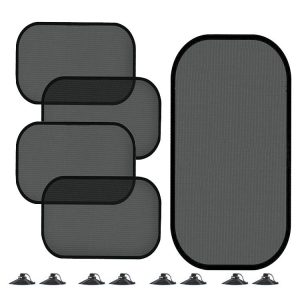 Non-Porous Suction Cup Car Mesh Sunshade (Black Rear Block+Black Side Block x 4)