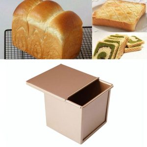 Square Toast Box Non-Stick Water Cube Toast Mold, Style: 8759 11.8x11x10.3cm No Ripple Gold