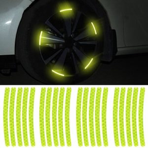 20pcs / Set Car Wheel Reflective Stickers 3D Personal Decoration Tire Warning Stickers (Fluorescence)