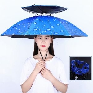 Double-layer Fishing Umbrella Hat Outdoor Sunscreen And Rainproof Folding Umbrella Hat, Color: 80 Blue