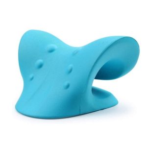 Neck Shoulder Stretcher Relaxer Cervical Chiropractic Traction Device Pillow (Blue)