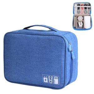 Multifunctional Cationic Digital U Disk Data Cable Storage Bag (Blue)