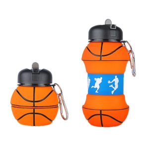 Outdoor Sports Anti-fall Water Bottle Portable Leak-proof Silicone Folding Cup, Shape: Basketball (550ml)