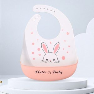 Baby Oil Spray Waterproof Silicone Bib Ultra-thin Saliva Towel, Pattern: Rabbit BATT2
