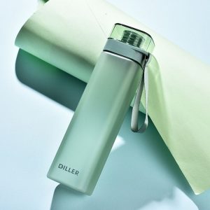 Diller D8646 Square Shape Fitness Leakproof Water Bottle, Capacity: 400ml (Green)