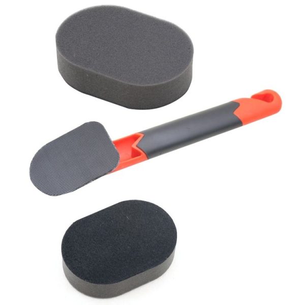 Handle + Sponge Long Handle Car Tire Varnishing Brush Tire Waxing Brush Sponge - Image 2