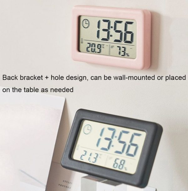 YD005 Mini Light and Thin LCD Screen Temperature / Humidity Meter Electronic Clock (White) - Image 6