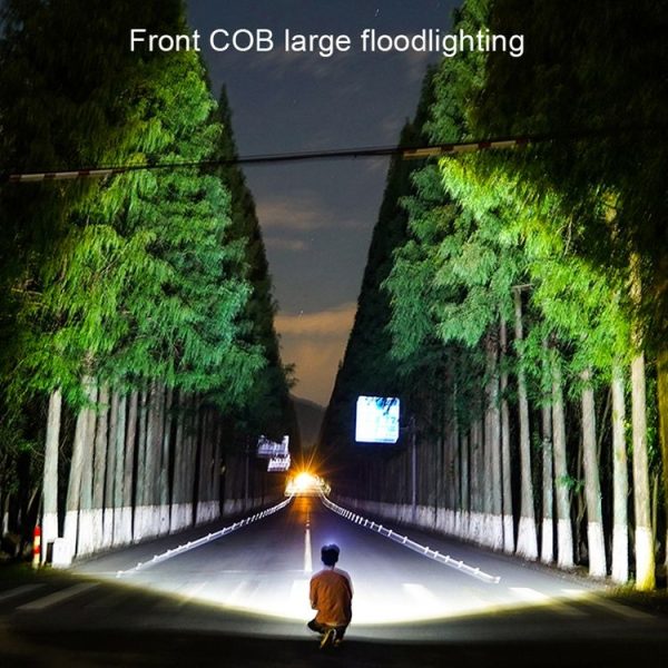 COB Floodlight Headlights Glare Night Fishing Headlamp, Style: With White / Red Tail Light (Gray) - Image 6