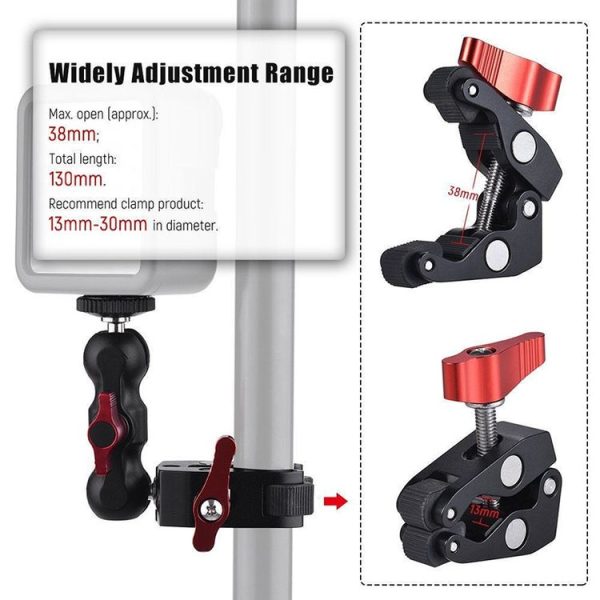 JMSUZ 124124 SLR Camera Rail Adjustable Clamp Crab Clamp+Magic Arm - Image 6