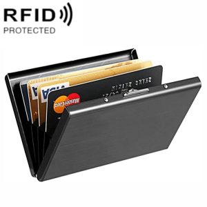 ZT-1563 RFID Anti-theft Aluminum Alloy Multi-compartment Business Card Case Card Holder (Black)