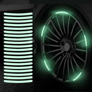 20pcs / Set Car Rainbow Wheel Hub Reflective Stickers Tire Luminous Warning Decoration, Color: Purity