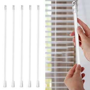 5PCS Blinds Acrylic Transparent Rod Move Light Rod With Hook Handle, Size: 12 Inch