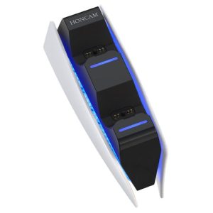 HONCAM For PS5 Gamepad Charger Dual Dock Charger (White)