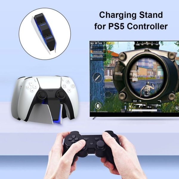 HONCAM For PS5 Gamepad Charger Dual Dock Charger (White) - Image 6