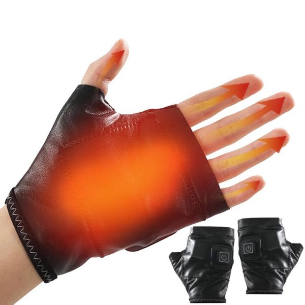 1 Pair Adjustable Temperature Rechargeable Intelligent Electric Heating Gloves Half Finger Gloves, Size: L (Pink) - Image 2