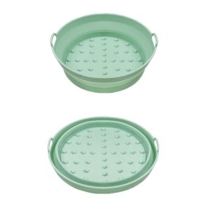 Air Fryer Grill Mat High Temperature Resistant Silicone Baking Tray, Specification: Small Round Green