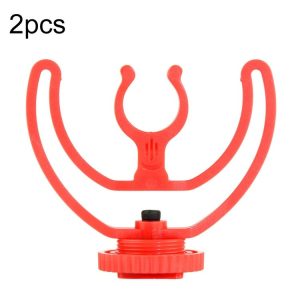 2pcs Microphone Mounting Bracket Cold Shoe Mount Mic Holder (Red)