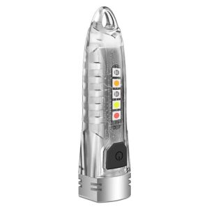 V1 Keychain Lantern Mini Light Flashlight Multifunctional Outdoor Home Flashlight (Transparent White)