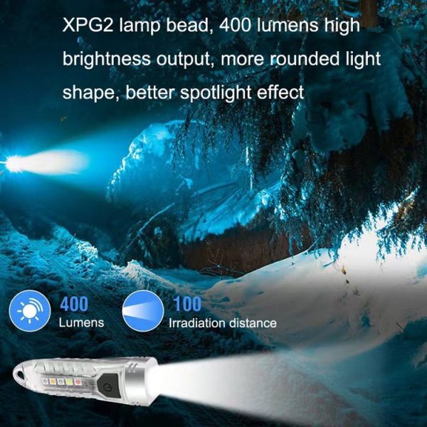 V1 Keychain Lantern Mini Light Flashlight Multifunctional Outdoor Home Flashlight (Transparent White) - Image 5