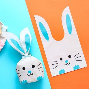 1bag Cartoon Rabbit Ears Gift Packaging Bags Candy Baking Snowflake Cookies Bags, Size: 13x23cm (Blue Cat)