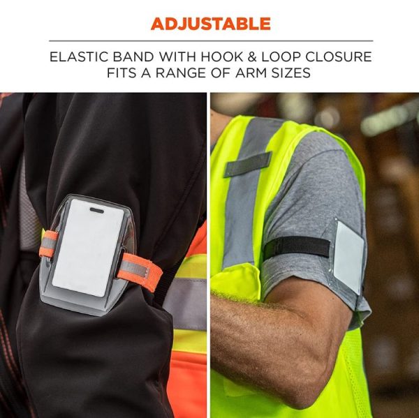 PVC Soft Plastic Card Holder Polyester Reflective Wristband Badge Card Holder Arm Adjustable ID Badge, Specification: Black - Image 5