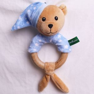 Baby Hand Rattles Toys Hand Grip Stick Newborn Soothing Toys, Style: Sleep Bear Blue Rattles