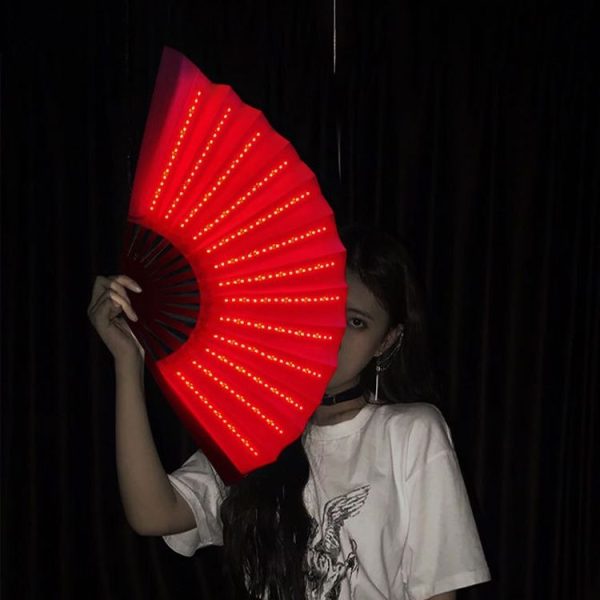 00021 LED Prom Lighting Folding Fan Bar Colorful Atmosphere Group Props, Color: Pink - Image 6