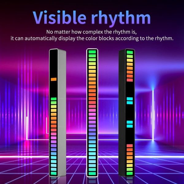 RGB Sound-controlled Rhythmic Response Lights Music Ambient LED Pick-up Lights Plug-in (32 Light+APP Black) - Image 2