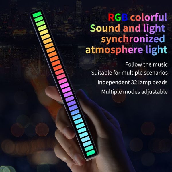 RGB Sound-controlled Rhythmic Response Lights Music Ambient LED Pick-up Lights Plug-in (32 Light+APP Black) - Image 3