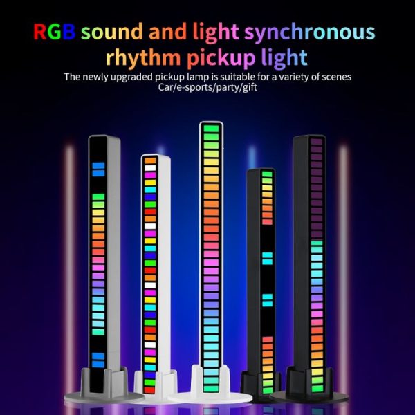 RGB Sound-controlled Rhythmic Response Lights Music Ambient LED Pick-up Lights Plug-in (32 Light+APP Black) - Image 5