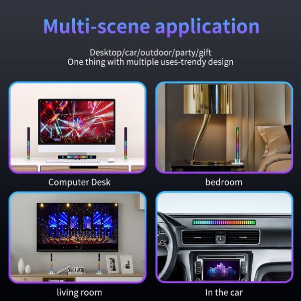 RGB Sound-controlled Rhythmic Response Lights Music Ambient LED Pick-up Lights Plug-in (32 Light+APP Black) - Image 6