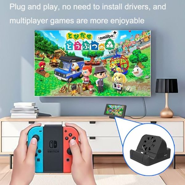 Nintendo Switch / Switch OLED SW300 HDMI Video Casting Converter Cooling Fan Base Charger (Black) - Image 6