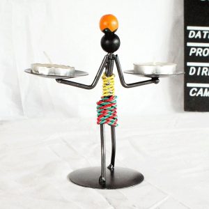 Retro Wrought Iron Man-shaped Candlestick Ornament Restaurant Table Decoration Props, Color: 22