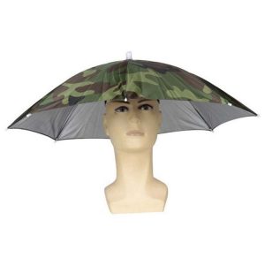 JJ11217 Headband Fishing Umbrella Headband 30CM Camouflage Silver Rubber Hat Umbrella (Camouflage)