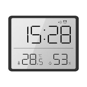 8218 Thin and Light Magnetic Wall-mounted LCD Temperature Electronic Digital Clock (Black)