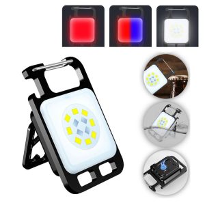 Key Chain Light Magnetic Suction Work Light Rechargeable Flashlight For Outdoor Camping (White)