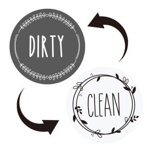 Dishwasher Round Magnet Clean Dirty Sign Double-Sided Dishwasher Magnet Cover (Gray White)