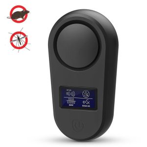 High Power Display Ultrasonic Mouse Repellent Mosquito Repellent Home Intelligent Insect Repellent EU Plug (Black)