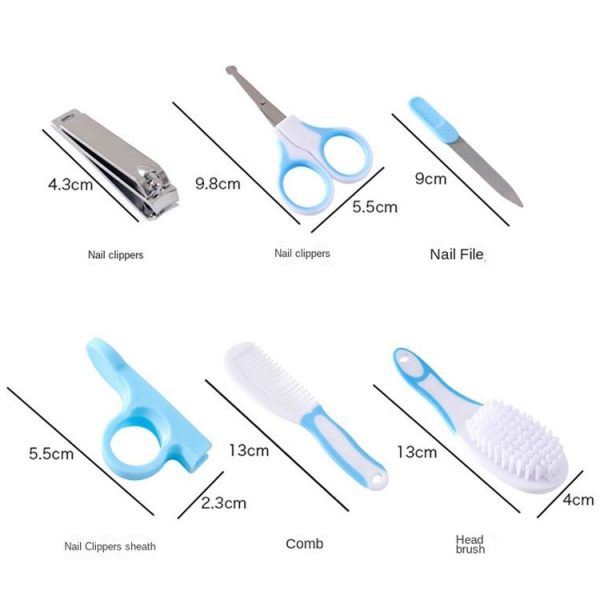 2sets 6 in 1 Baby Care Cleaning Kit Nail Scissors Combination Set, Color: Two-color Blue - Image 3