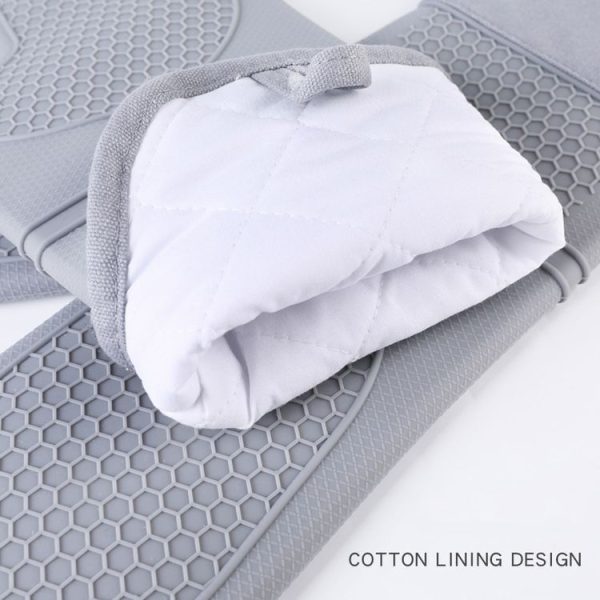 ZYA-426 Longer And Thicker Insulated Gloves Silicone Kitchen Baking Gloves (Gray) - Image 7