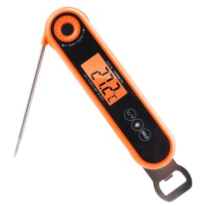 Folding Waterproof Kitchen Oven Grill Food Thermometer (Orange)