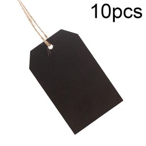 10pcs / Set Mini Hanging Wooden Message Board Home Holiday Decor Lanyard Chalkboard (Prismatic)